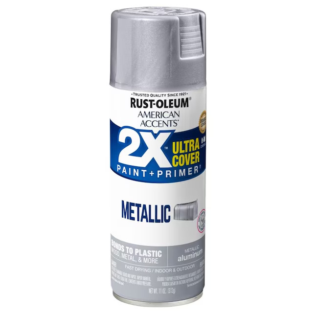 Rust-Oleum American Accents 2X Ultra Cover Spray Paint, Metallic Silver – 11 oz