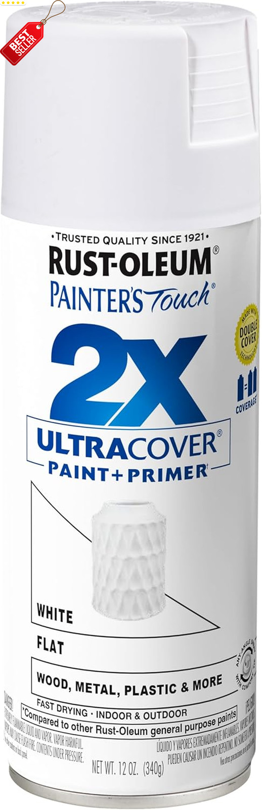 Painter’s Touch 2X Spray Paint 12oz Flat White for Indoor Outdoor Use – US