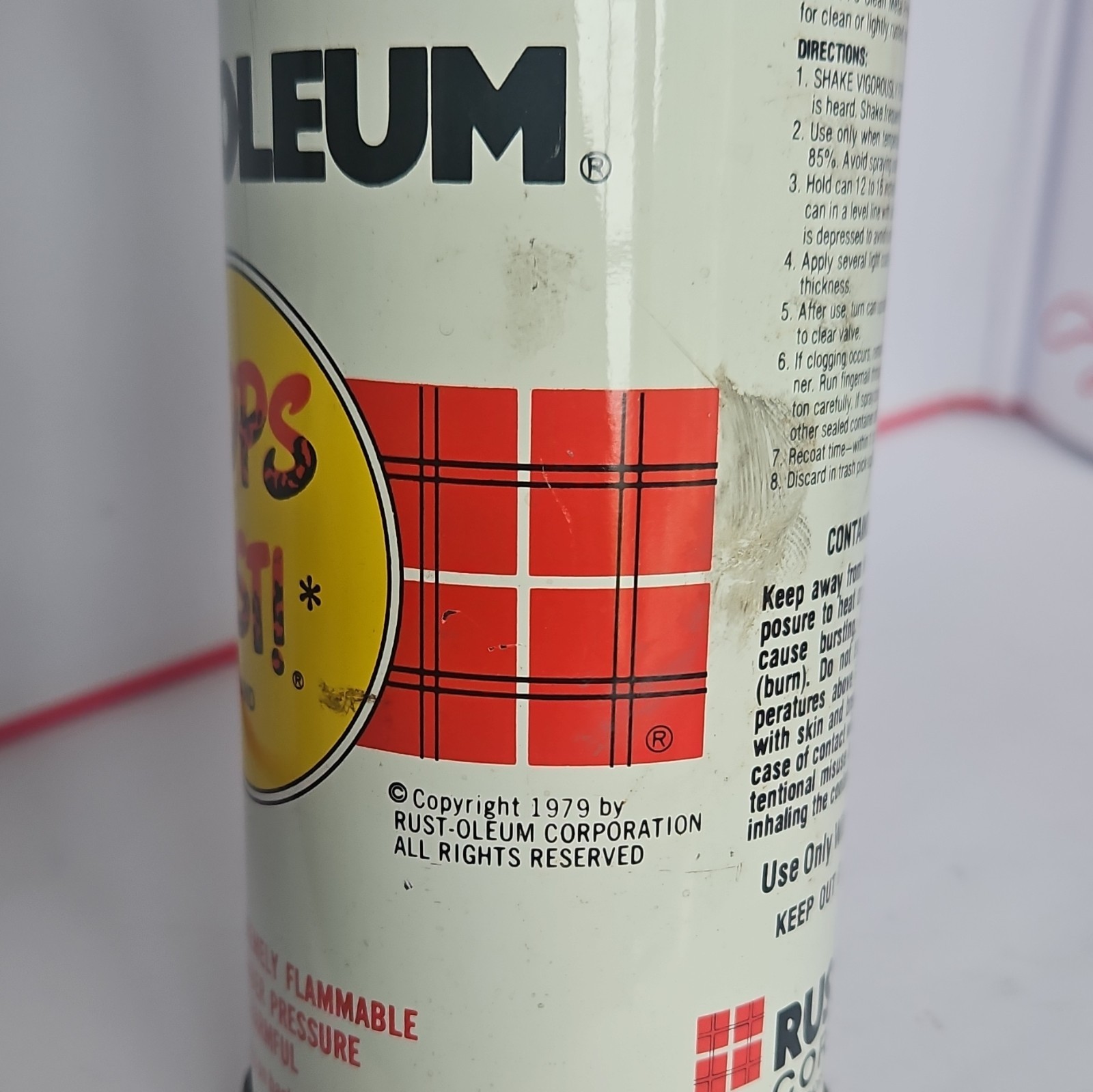 Rust-Oleum Stops Rust Smoke Gray Spray Paint, Vintage Style, MPN 7786 1979