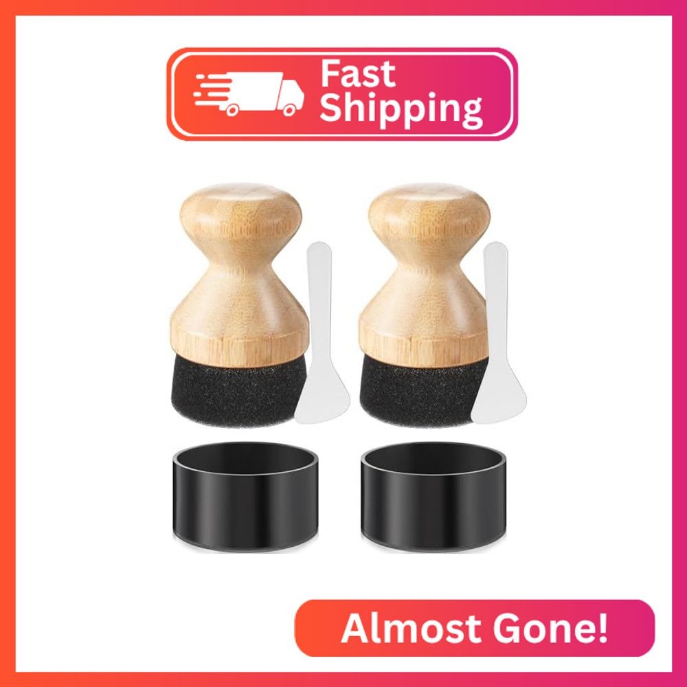 Pickmesh 2 Pcs Cutting Board Oil Wax Applicator with Lid Bamboo Oil Applicators