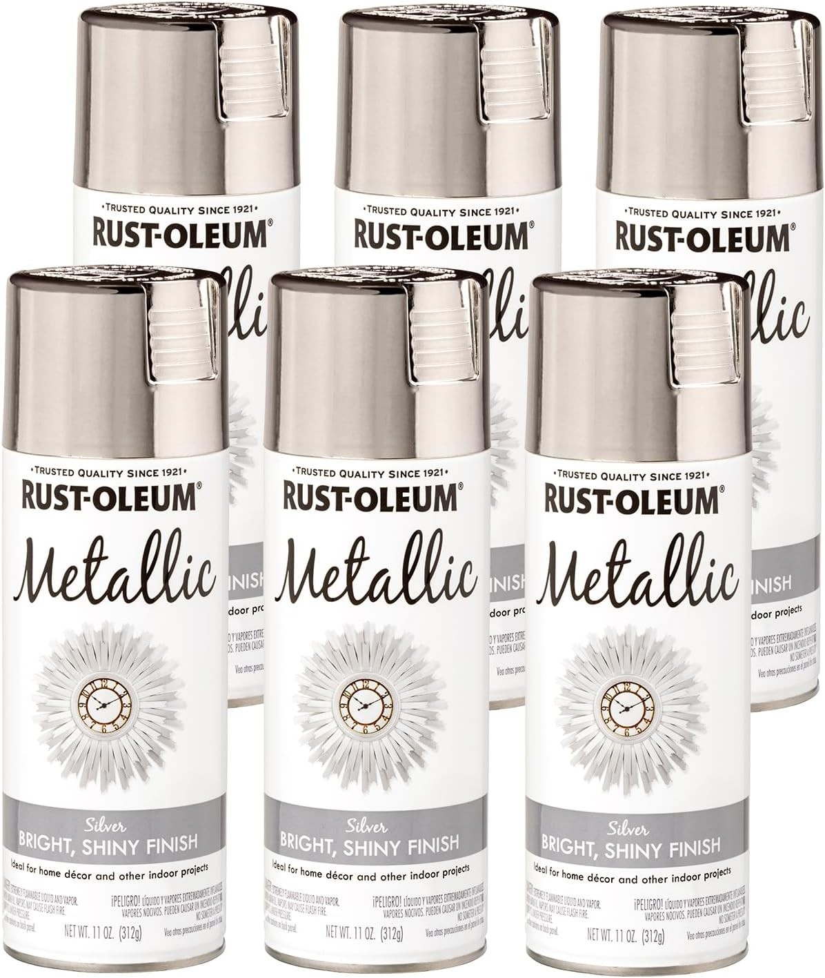 Rust-Oleum 340648-6PK Specialty Metallic Spray, 11 oz, Silver, 6 Pack