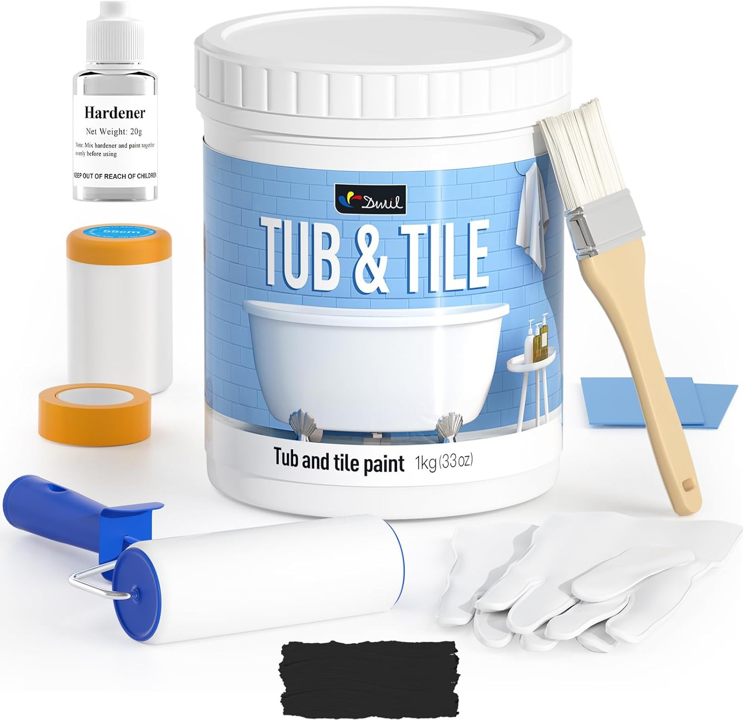 Tub Paint, Tub and Tile Refinishing Kit 33Oz with Tools, Tile Refinishing Kit Wh