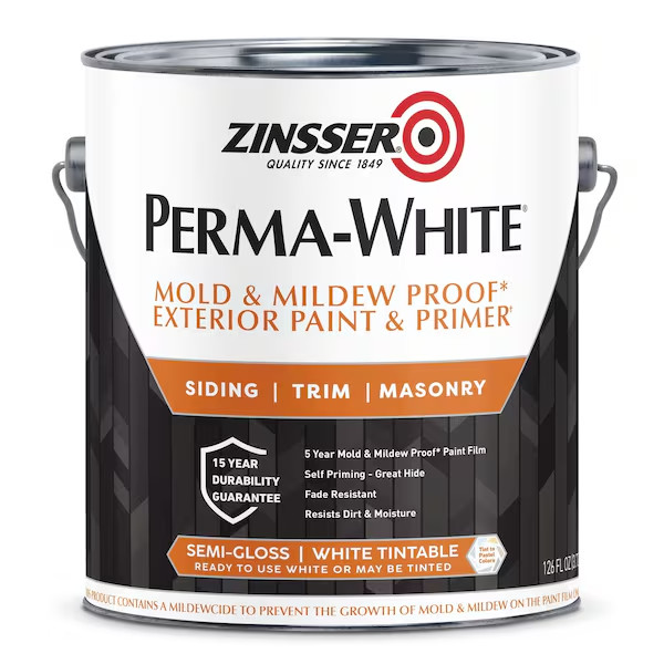 Zinsser Perma White Paint 1 Gal White Semi Gloss Interior Exterior Acrylic