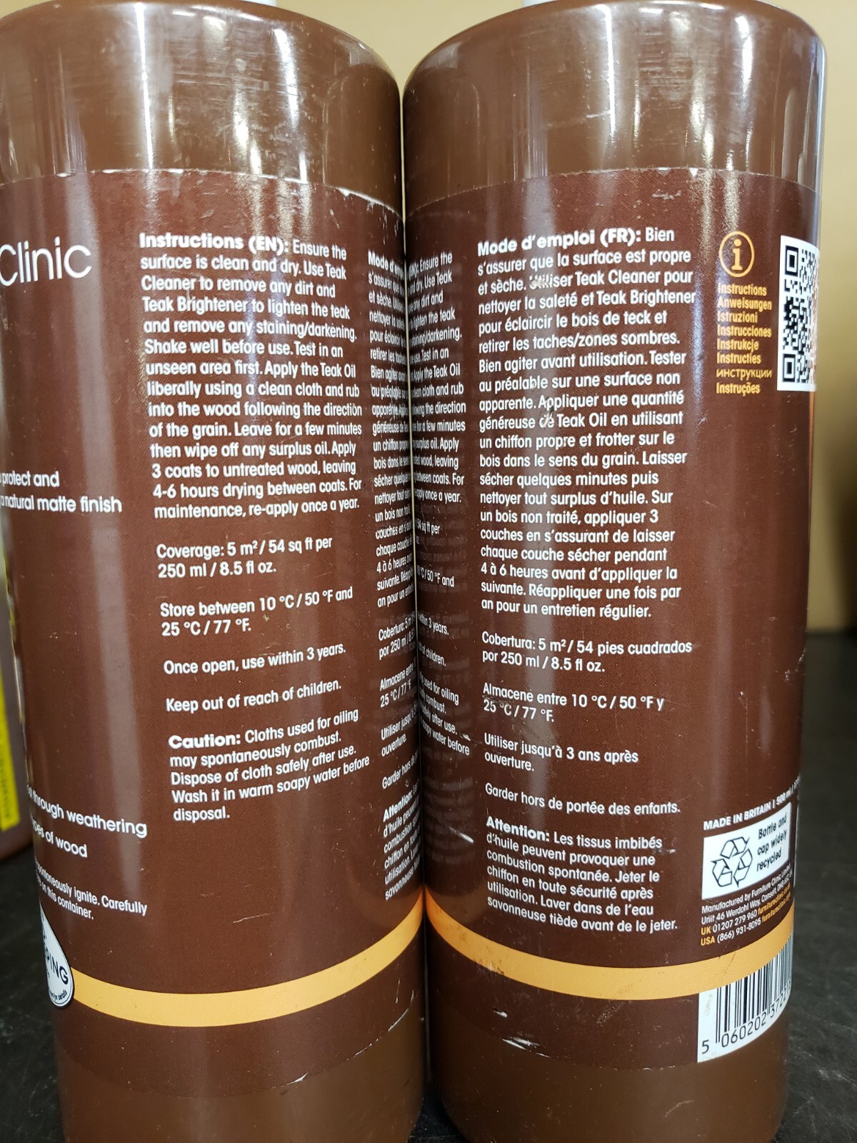FurnitureClinic Teak Oil | Protects & Enhances | Natural Matte Finish | LOT OF 2