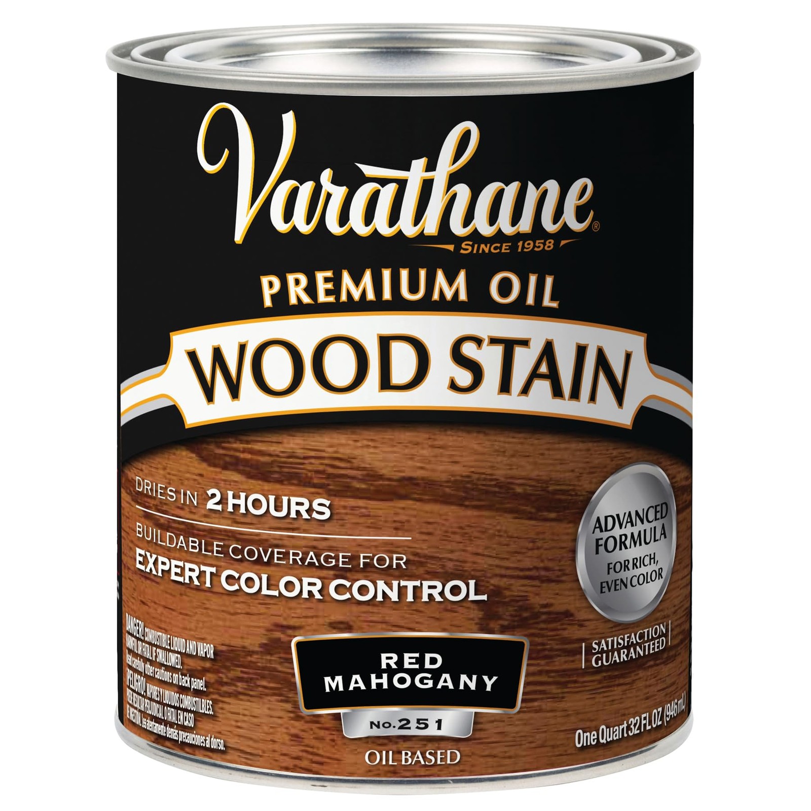 Varathane 211724H Premium Wood Stain, Quart, Red Mahogany