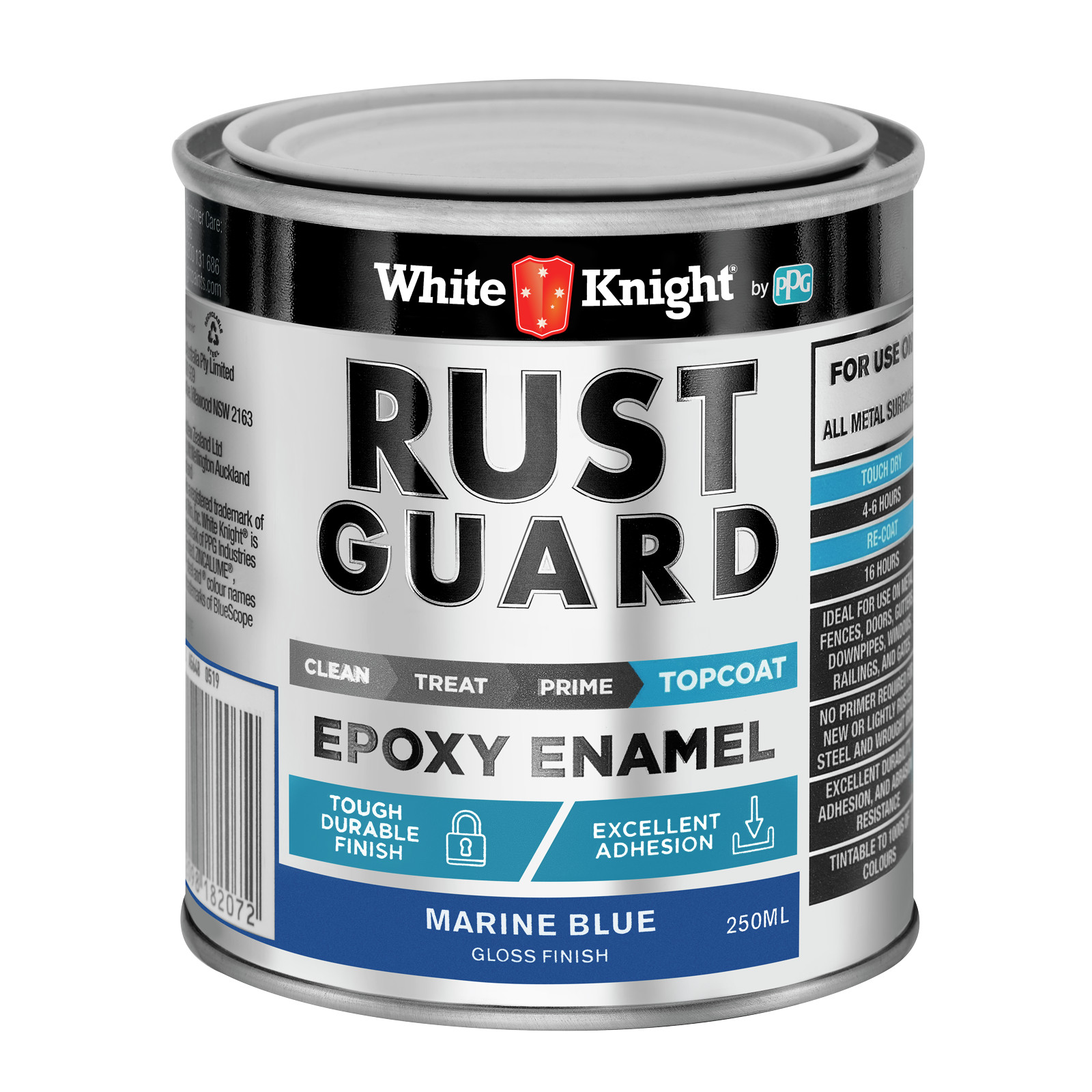 White Knight Rust Guard 250ml Marine Blue Gloss Epoxy Enamel Paint