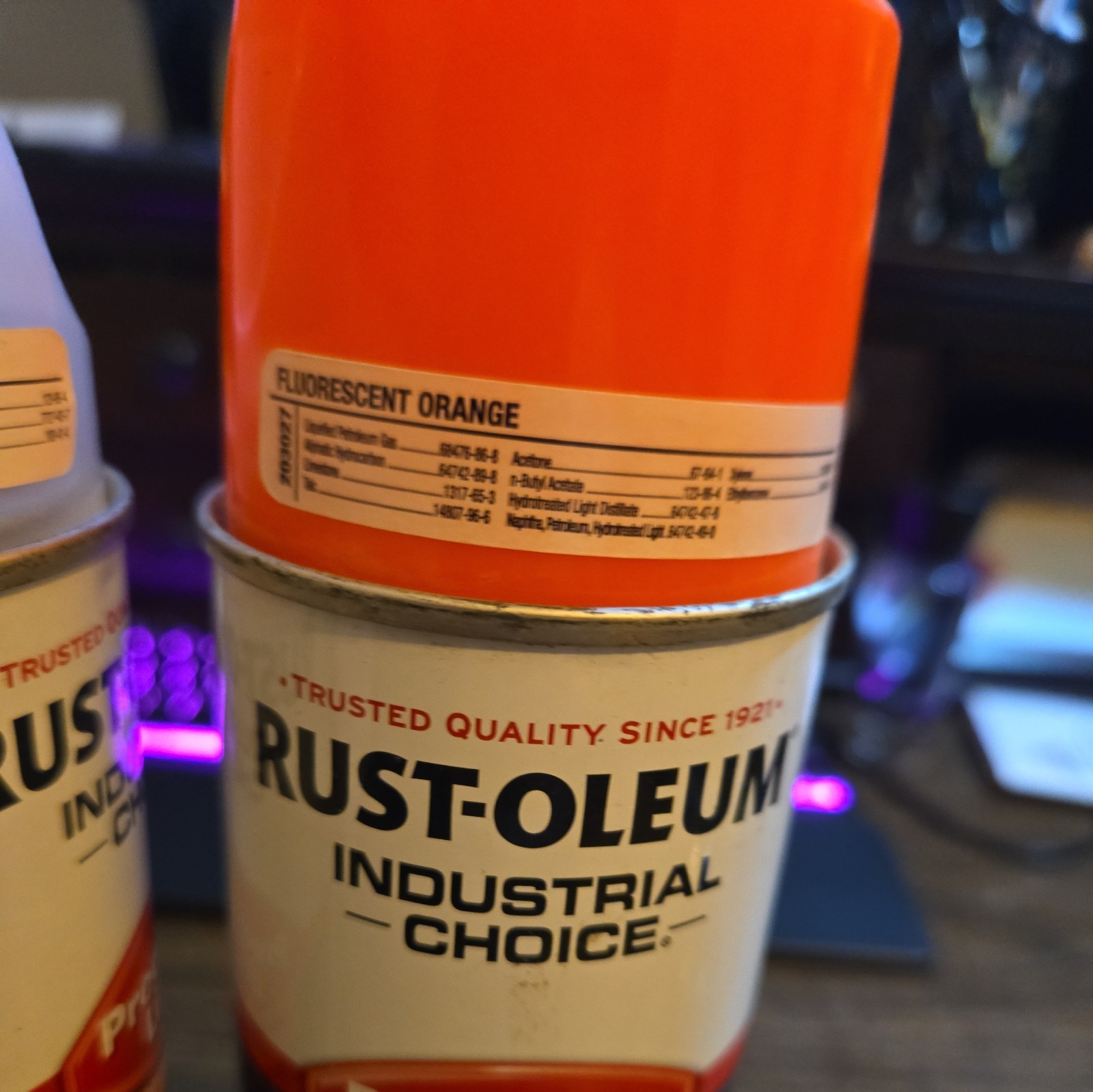 Lot 4 Rust-Oleum Precision Line Pain ( 2 Green, 1 clear, and 1 orange) 17 oz NEW