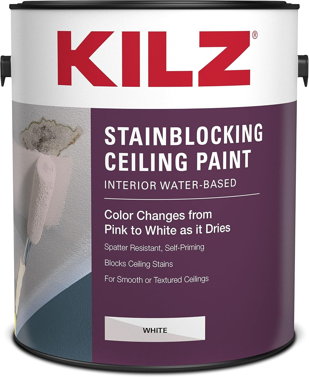 KILZ Stainblocking Ceiling Paint, Interior, White, 1 Gallon