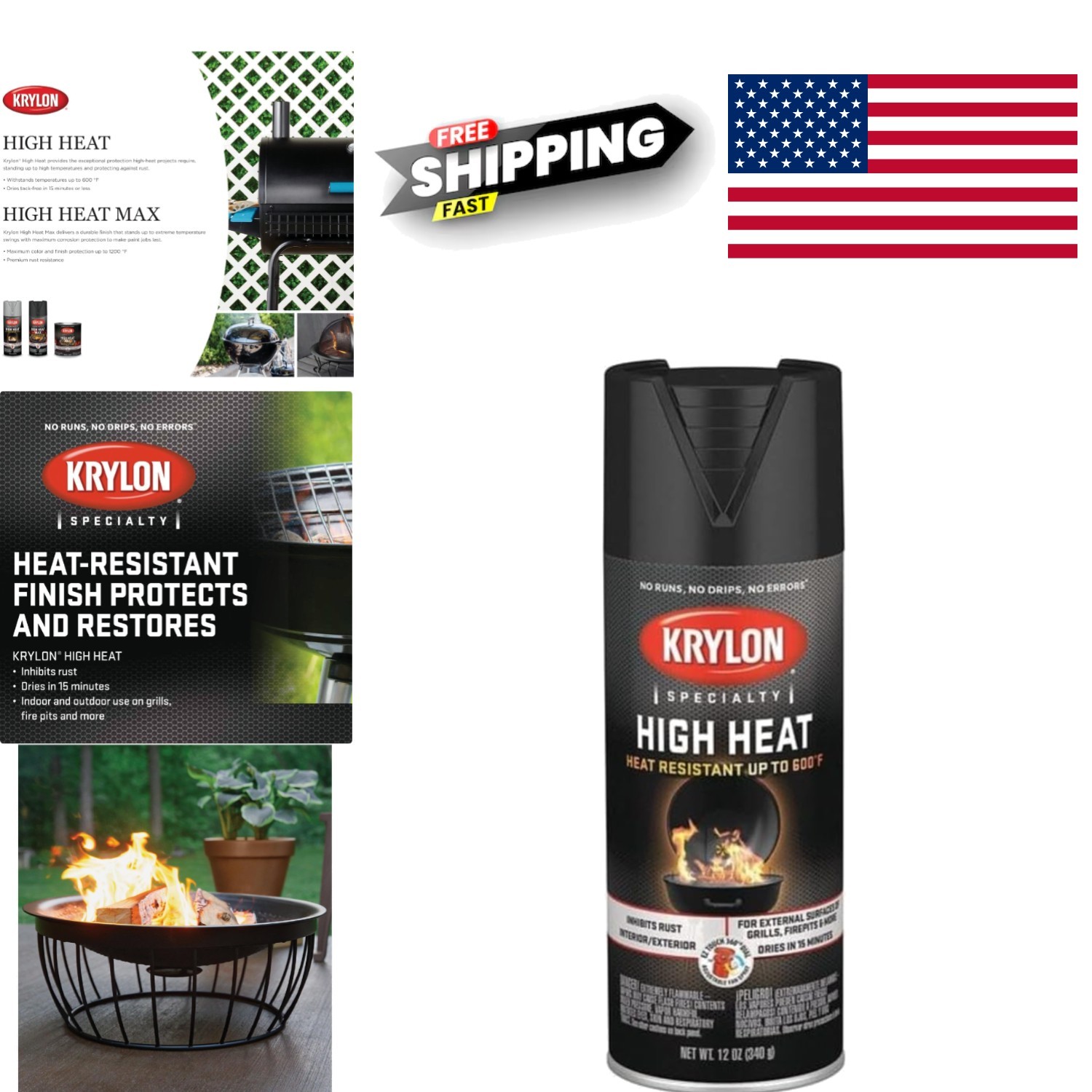 High Heat Satin Black Paint 12 Ounce Can for Metal with Thermo Guard Protection