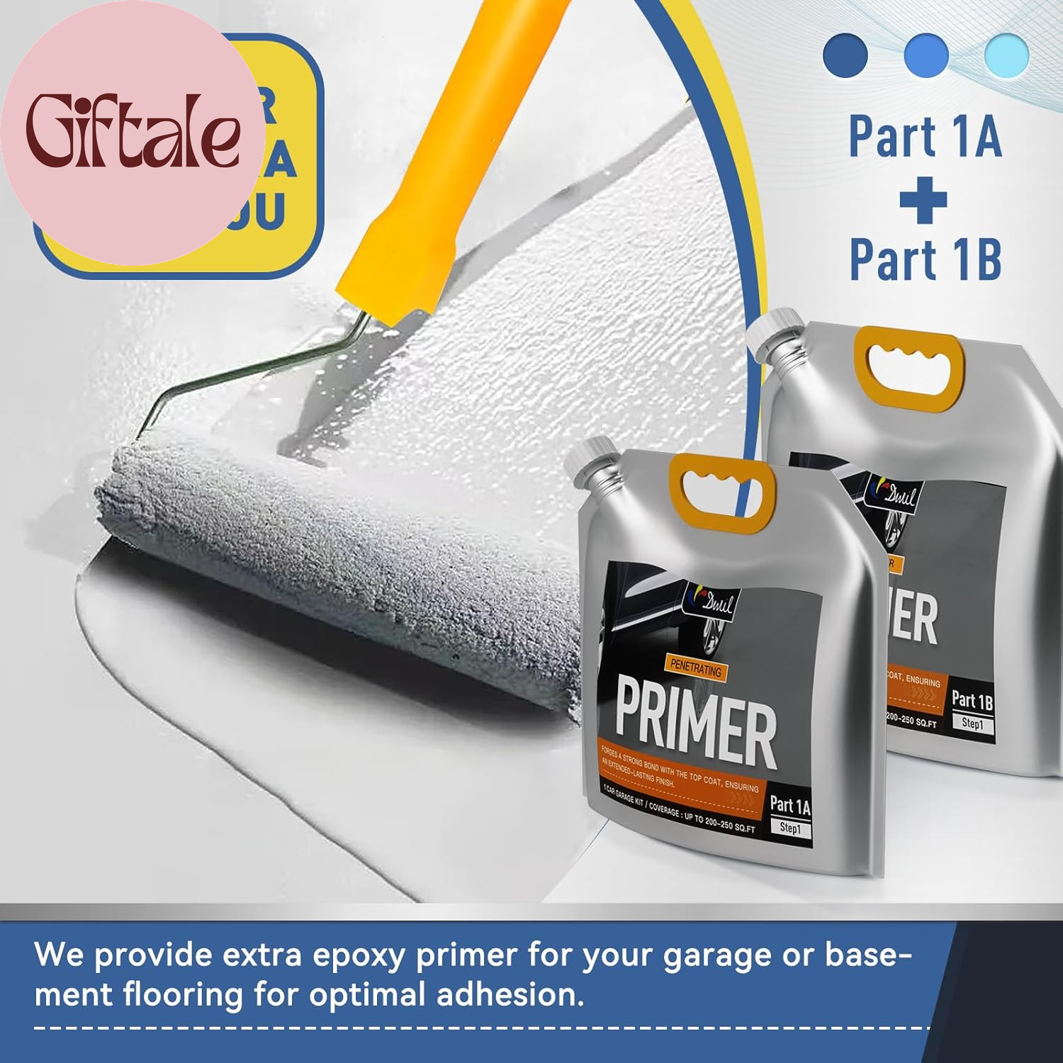 Garage Floor Epoxy Kit with Primer, Garage Floor Paint with Tools, Epoxy Coating