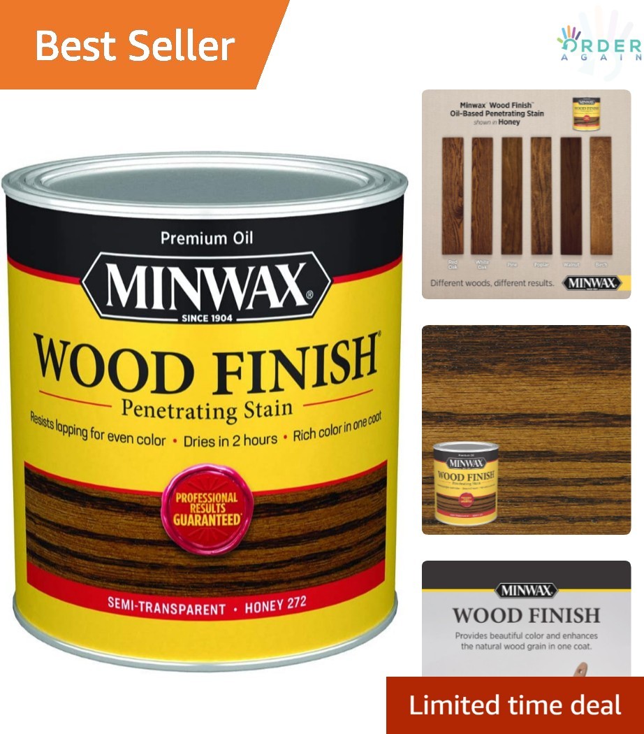 Wood Finish Oil-Based Honey 1 Quart Interior Stain for Furniture Cabinets