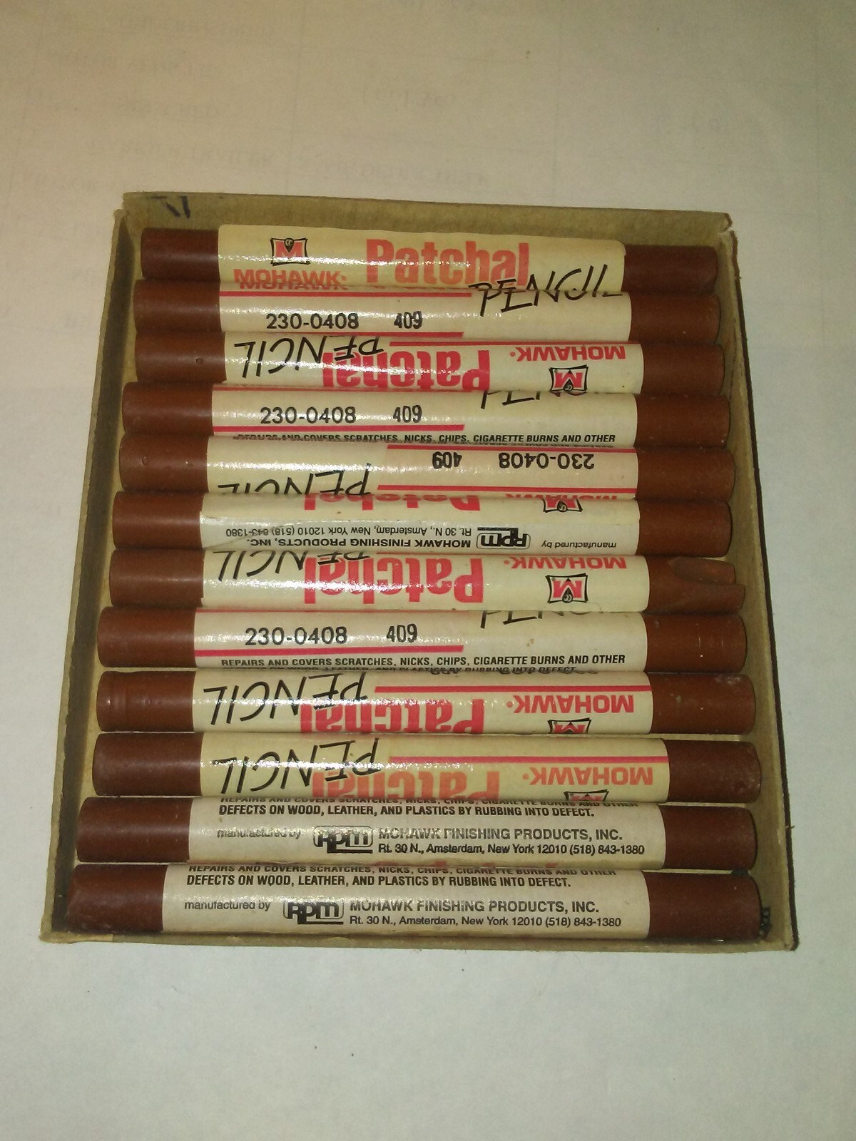 12 Full Box Mohawk 230-0408 Fill Stick 409 (Fil-Stik) Putty Stick, Cherry/Nutmeg
