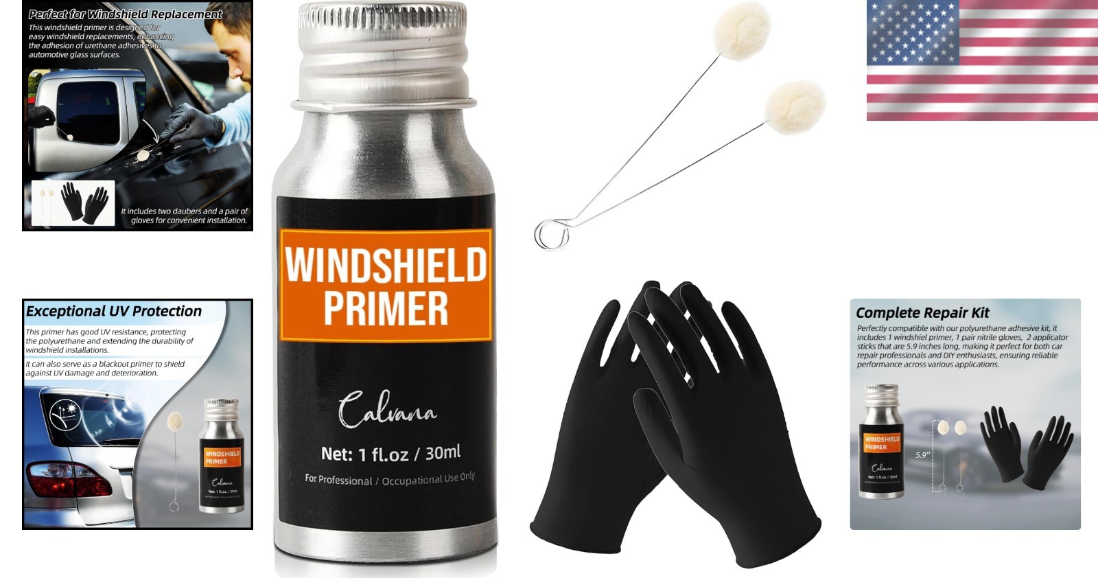 1 fl. oz UV Resistant Urethane Windshield Primer with Applicator Sticks & Gloves