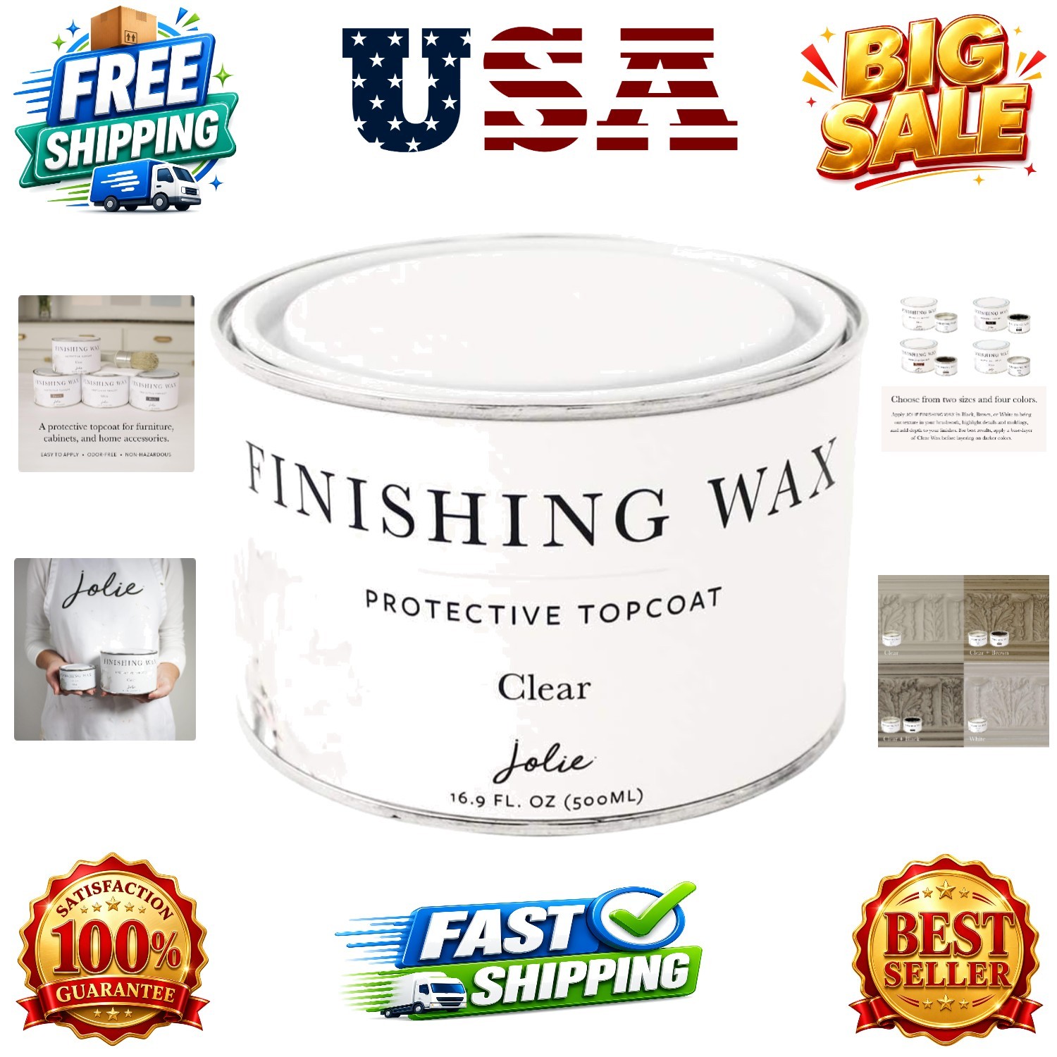 Finishing Wax – Protective topcoat Paint – Use on interior furniture, cabinet…