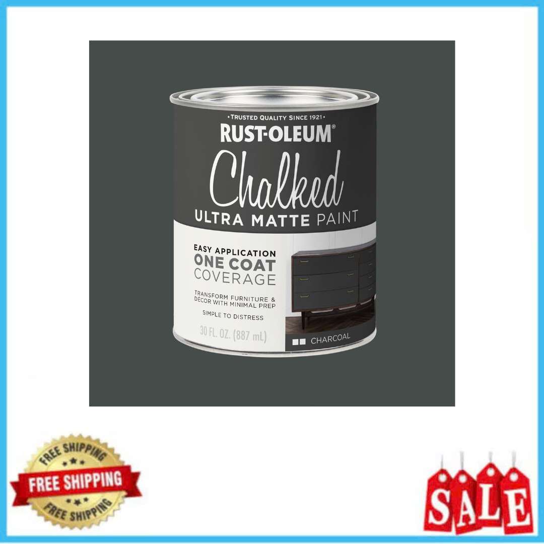 Rust-Oleum Chalked Ultra Matte Paint Charcoal Grey Quart Cabinet Furniture DIY