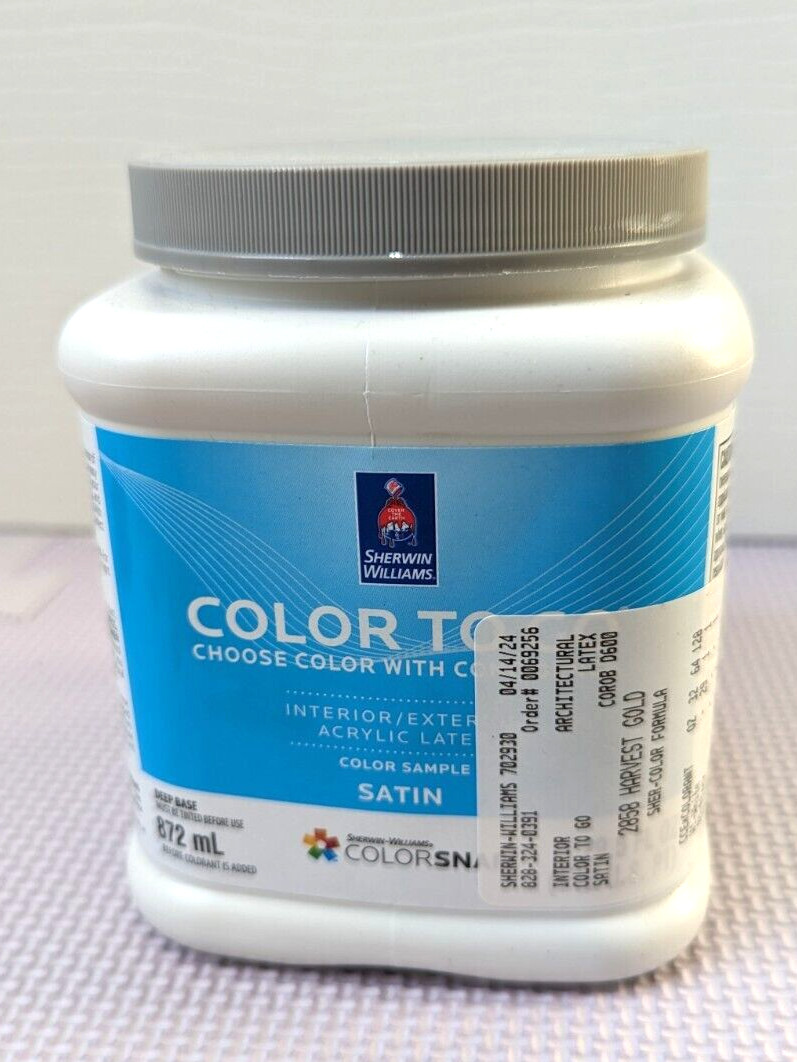 Sherwin Williams Color To Go Satin Interior Sample Paint Harvest Gold SW 2858