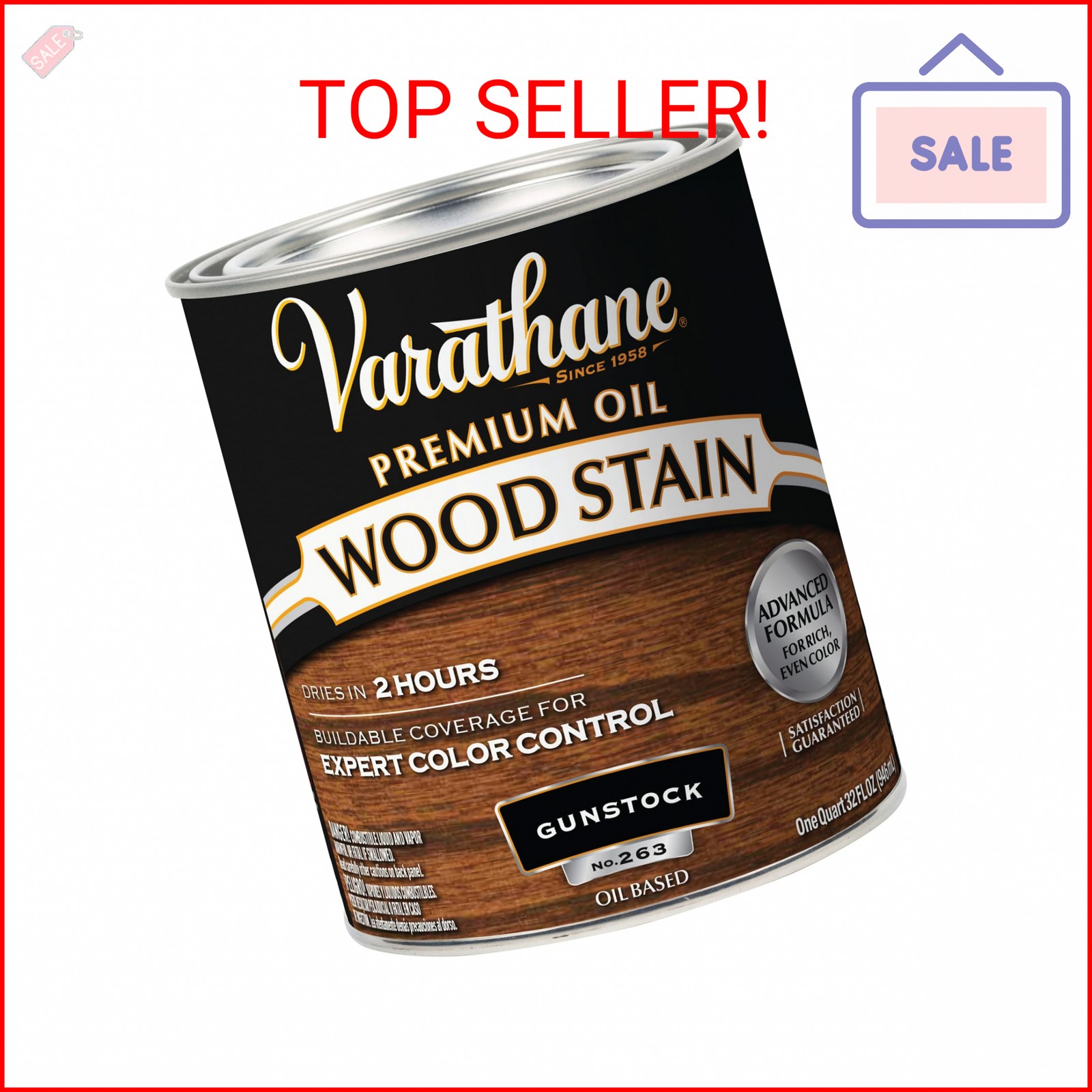 Varathane 1 qt Rust-Oleum Brands 211728H Gunstock Varathane Oil-Based Interior W