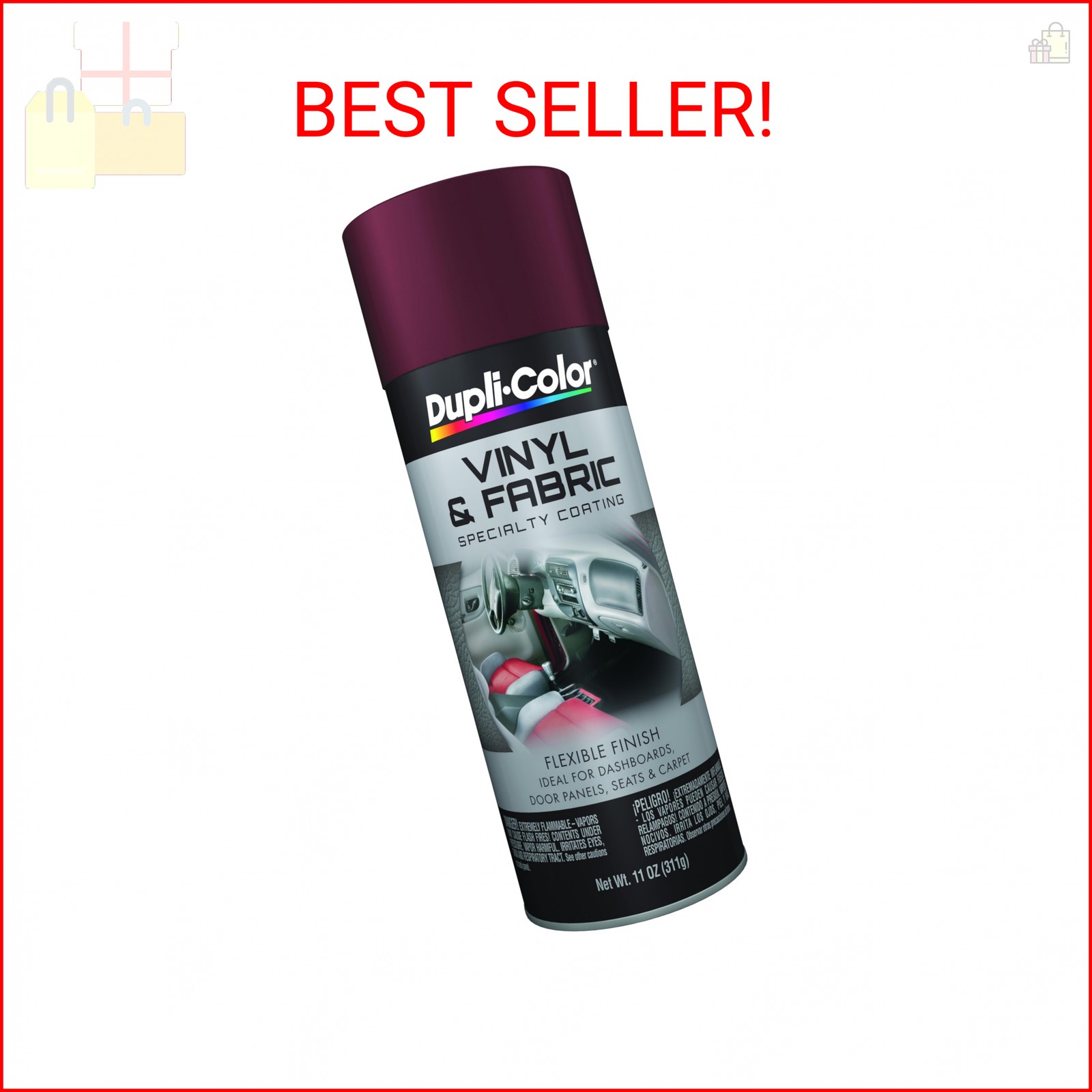 Dupli-Color HVP110 Vinyl and Fabric Coating Spray Paint – Burgundy – 11 oz Aeros