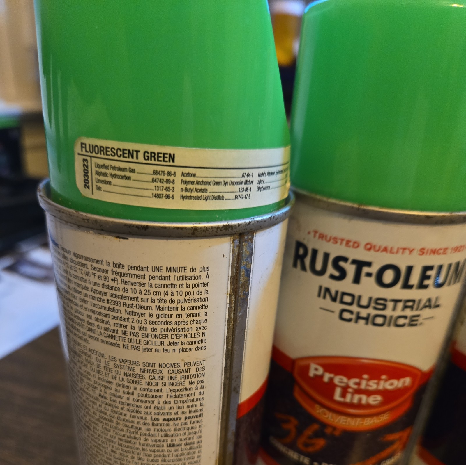 Lot 4 Rust-Oleum Precision Line Pain ( 2 Green, 1 clear, and 1 orange) 17 oz NEW