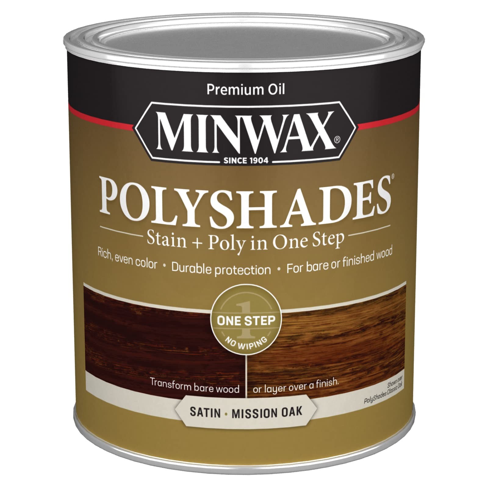 Minwax Polyshades Quart Mission Oak Oil Based Wood Stain And Finish 80 Charac…