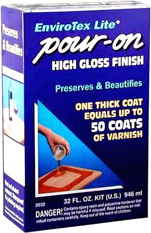 ENVIROTEX Lite Pour-On High Gloss Finish 32oz Preserves Surfaces 8sqft Wood 2032