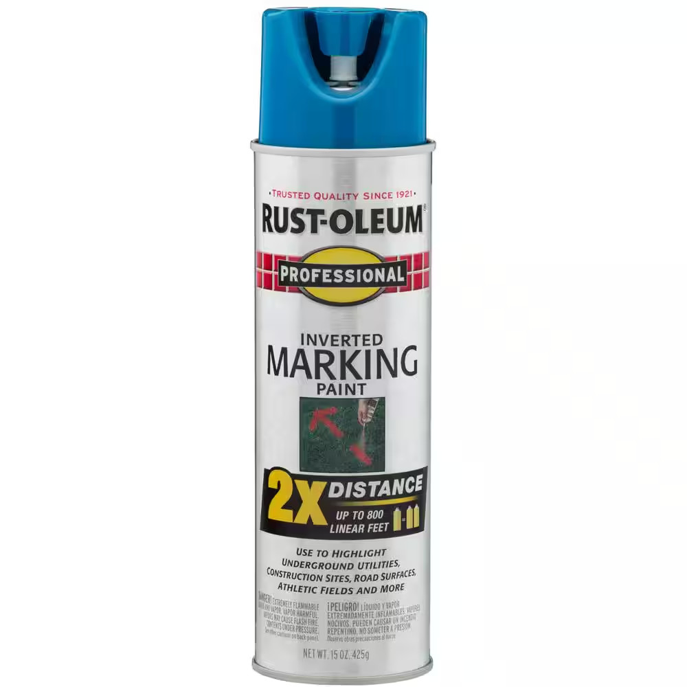 15 Ounce Flat Caution Blue Exterior 2X Distance Inverted Marking Spray Paint (6-