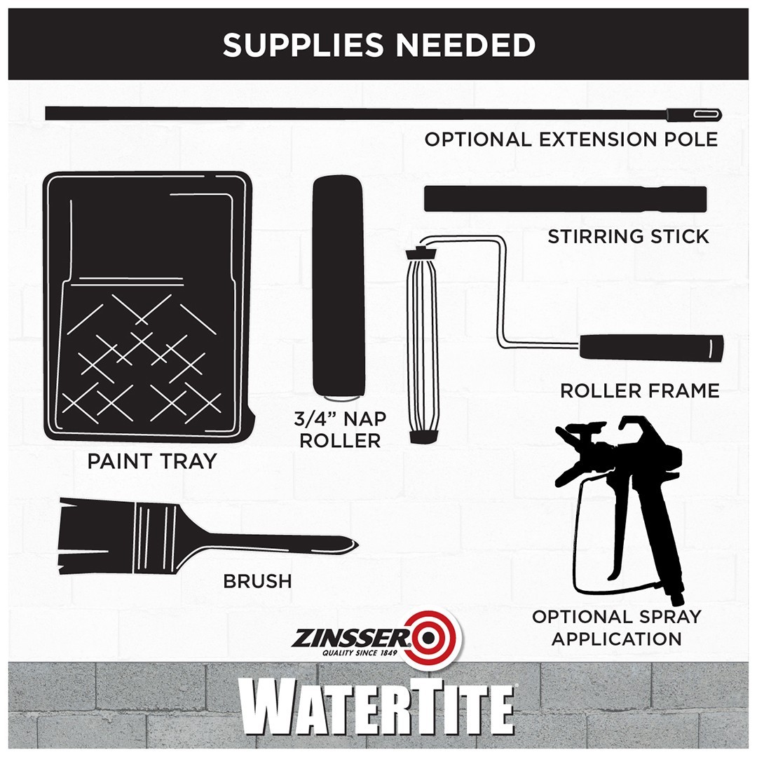 Zinsser WaterTite White Matte Waterproofing Paint 369381, 1 Gallon