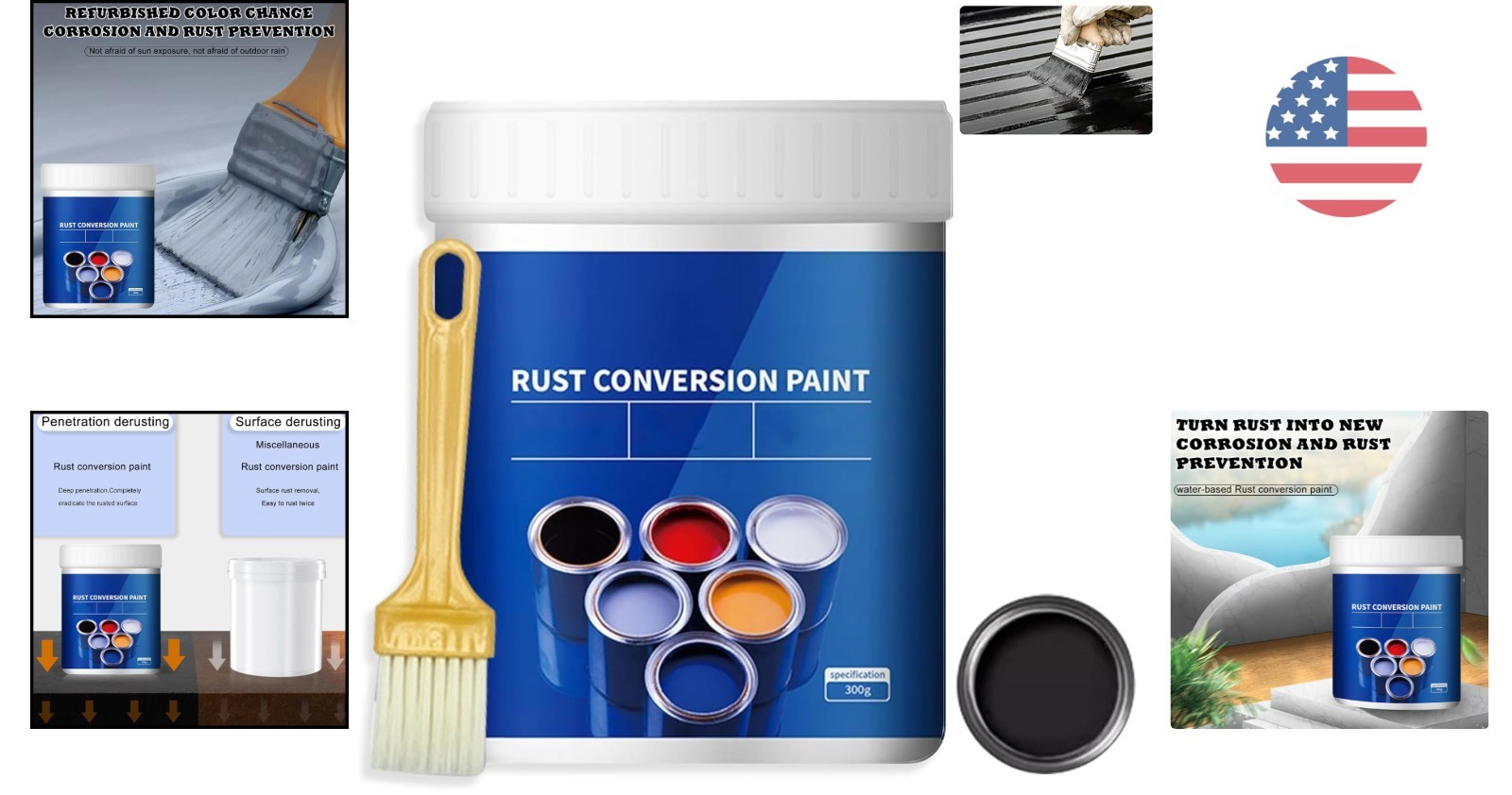 Long-Lasting Rust Protection – 10.7 Oz Black Water-Based Metal Paint with Brush