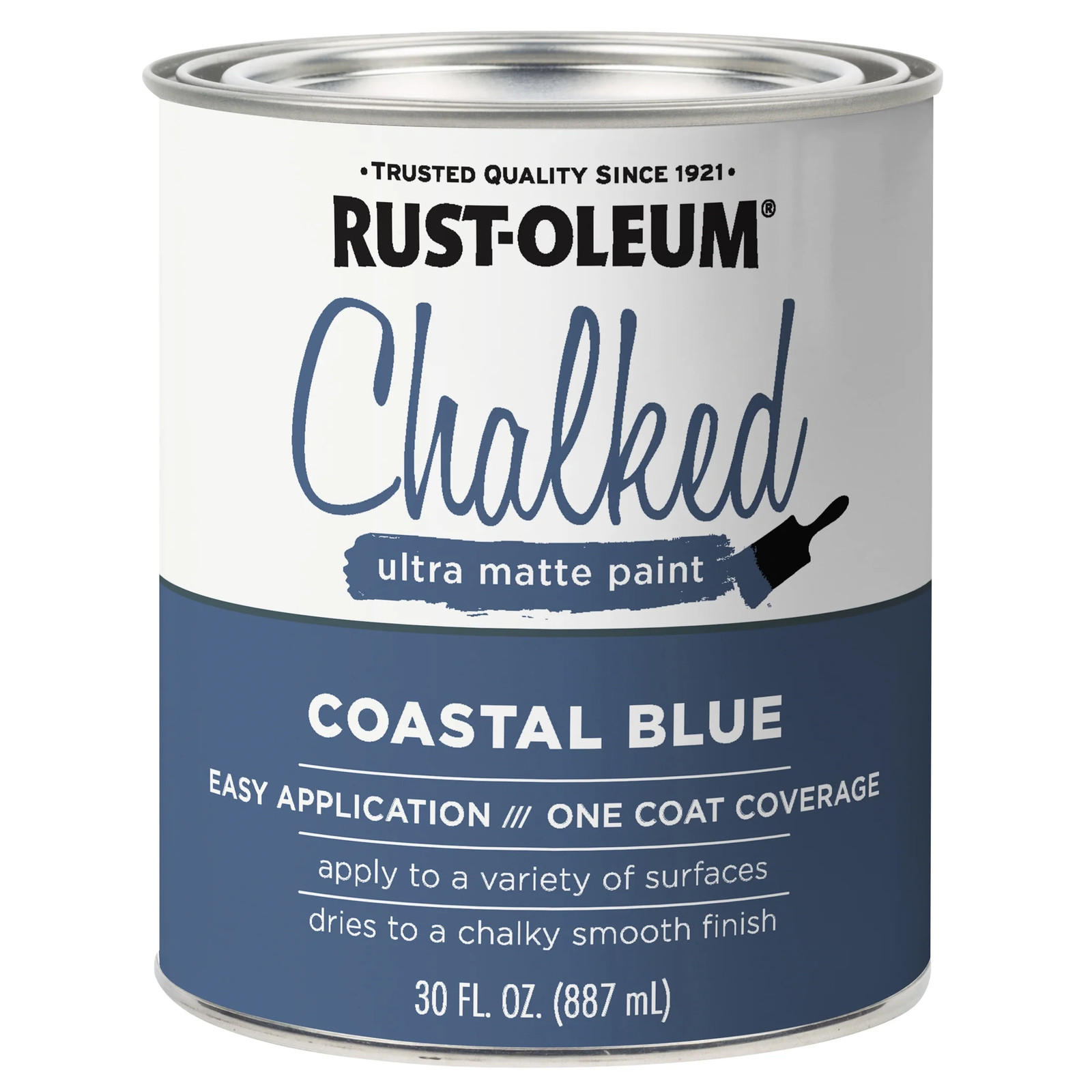 Rust-Oleum Chalked Ultra Matte Paint Coastal Blue, Quart Low-Odor, Easy Cleanup