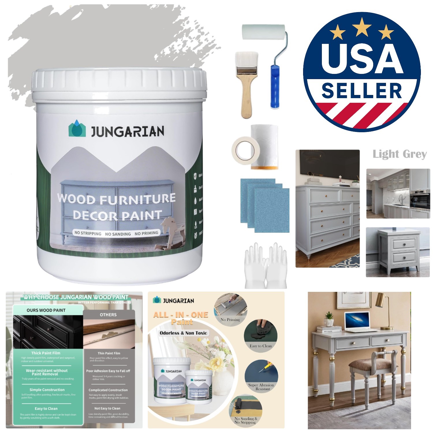 All-in-One 16oz Matte Finish Wood Paint – Easy No Sanding Solution for Furniture