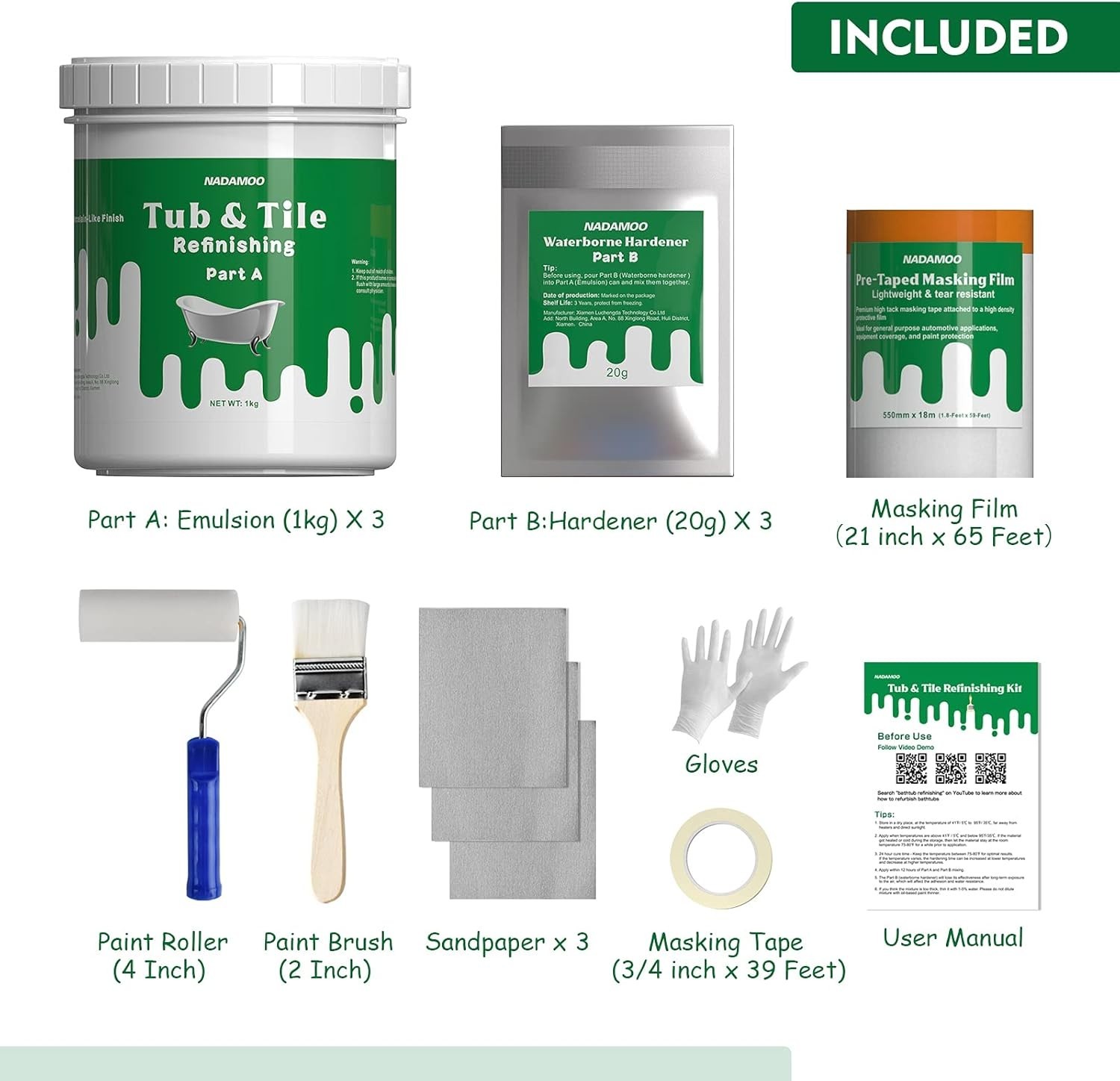 Quick & Easy Tub & Tile Refinishing Kit – 3kg for Gorgeous, Durable Finishes