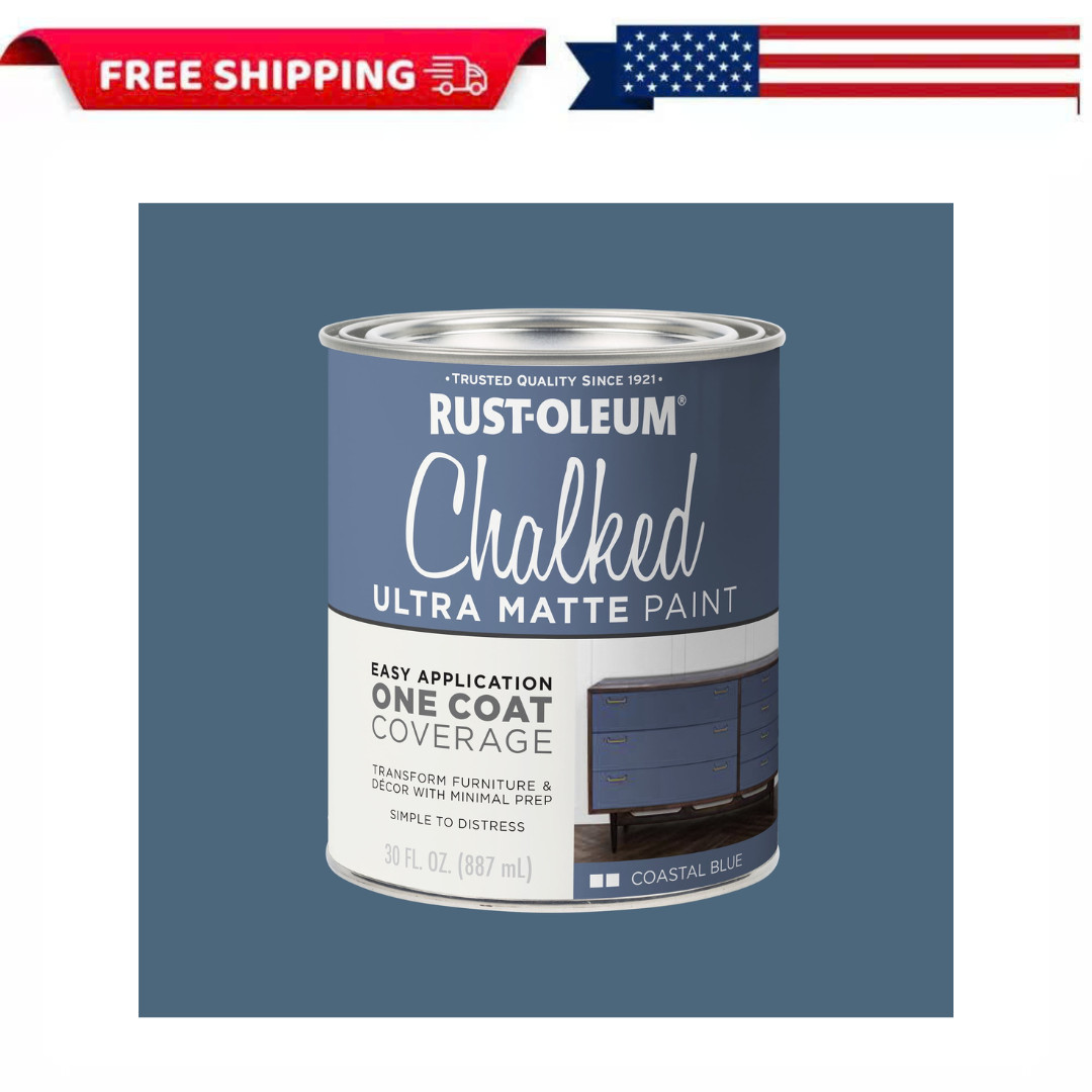 Rust-Oleum Chalked Paint,Coastal Blue,Ultra Matte Quart 30oz Furniture DIY Craft