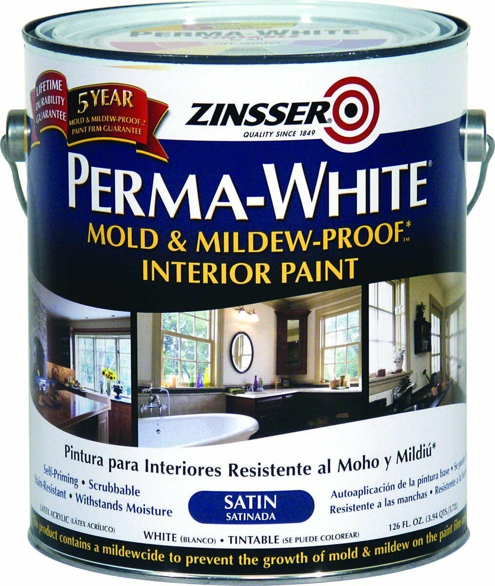 Zinsser Perma-White Mold & Mildew-Proof Exterior Acrylic Paint Exterior Satin…