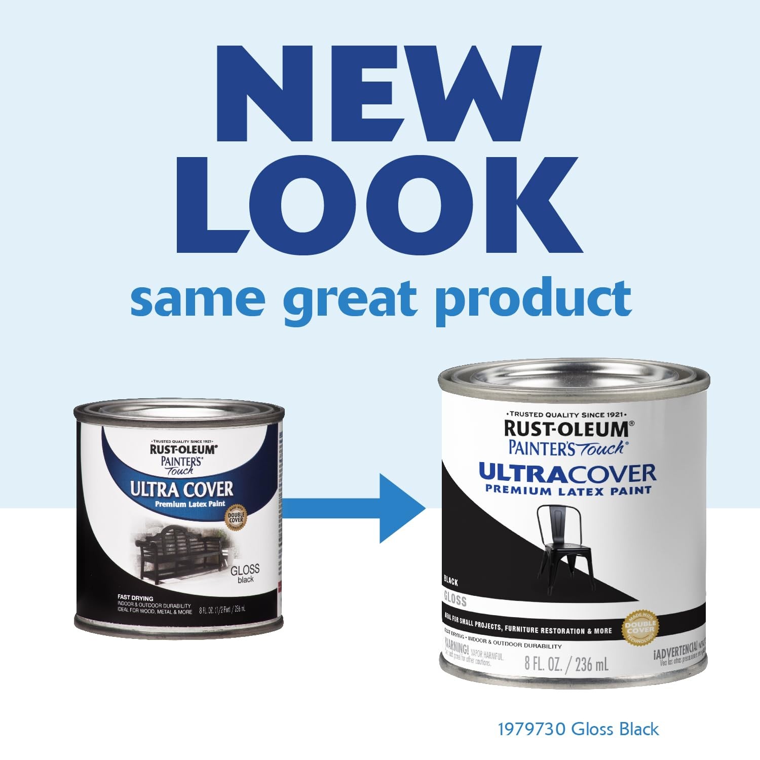 RustOleum 1979730 Painter’s Touch Latex Paint, Half Pint, Gloss Black, 8 Fl O…