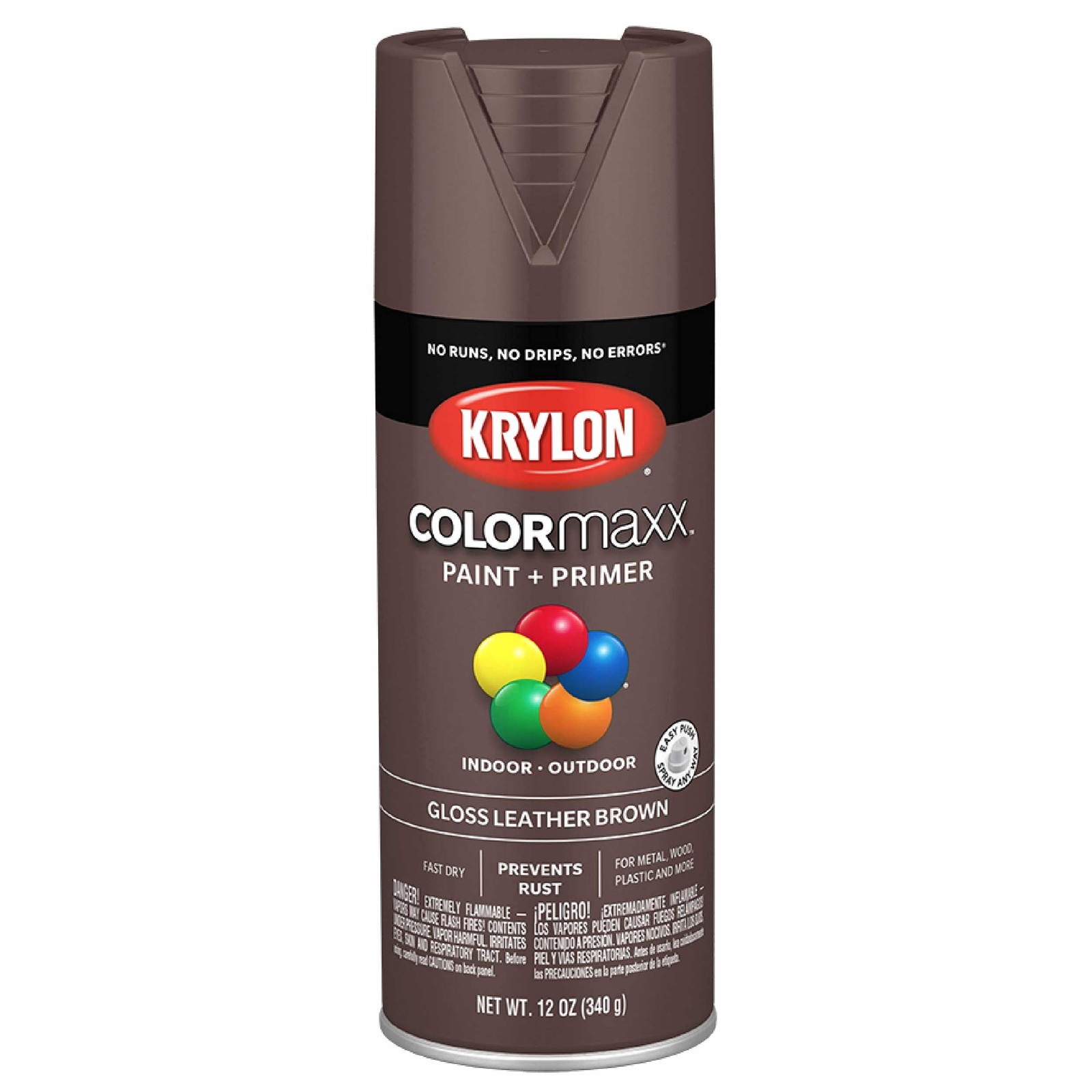 Krylon COLORmaxx Leather Brown Spray Paint 12 Oz Fast Dry Rust Protection