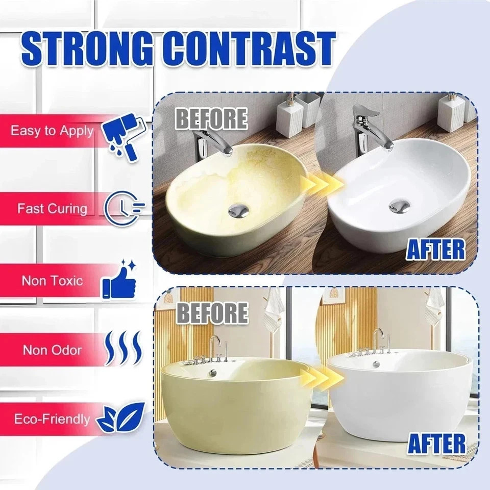 Tub and Tile Refinishing Kit – 17Oz Semi-Gloss White Tile Paint with Tools for B