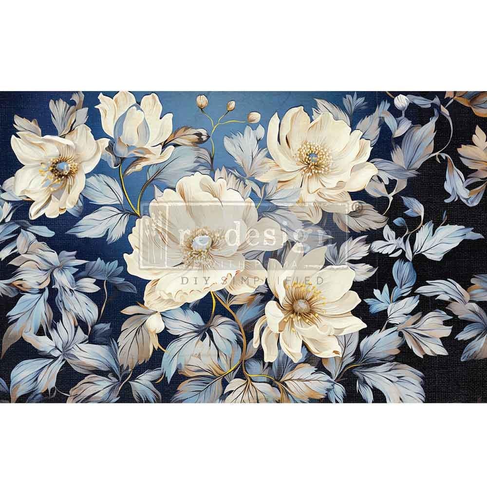 CERULEAN BLOOMS | Decoupage Decor Tissue Paper for Furniture | 19.5″X30″|