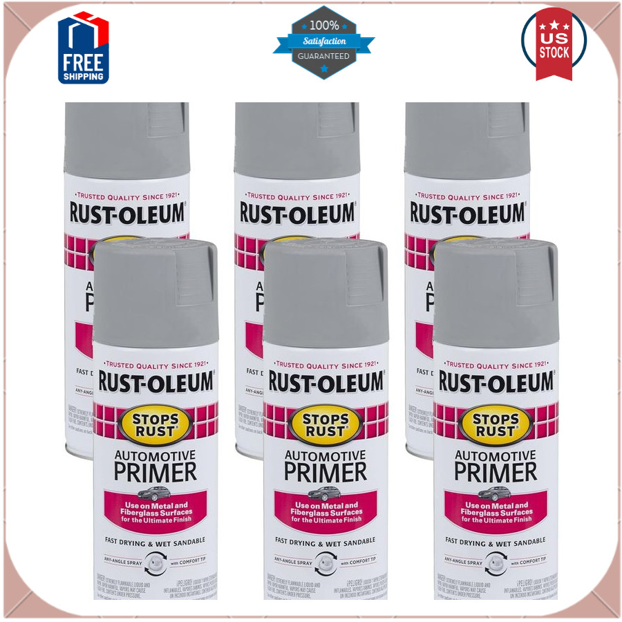 2081830-6PK Stops Rust Automotive Spray Primer, 12 Oz, Light Gray, 6 Pack