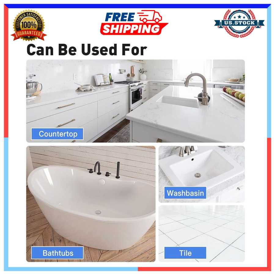Bathtub Paint & Tile Refinishing Kit with Tools Low Odor White 25-30sq.ft