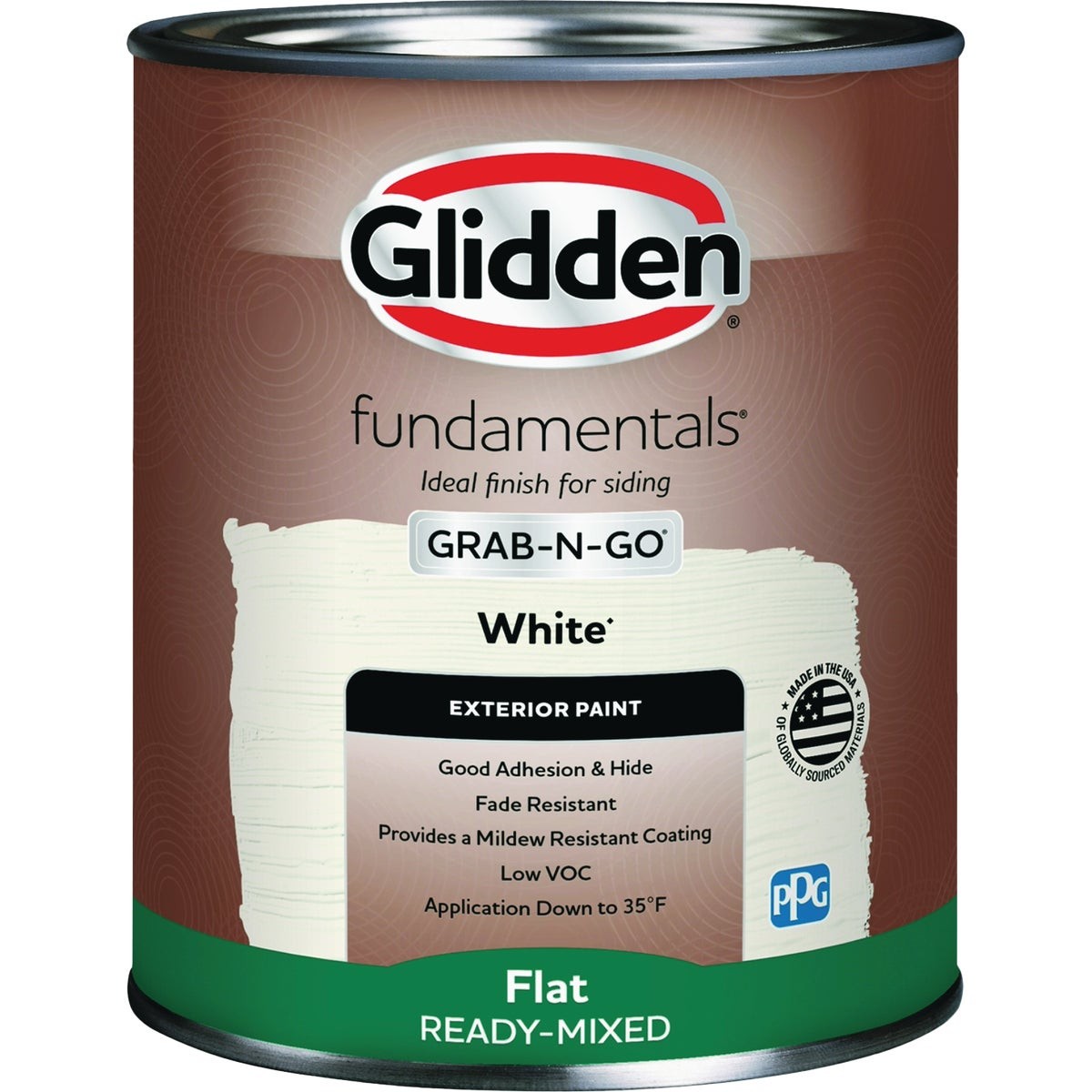 Glidden Fundamentals Exterior Grab-N-Go White Flat Quart GLFEXT10WH/04 Glidden