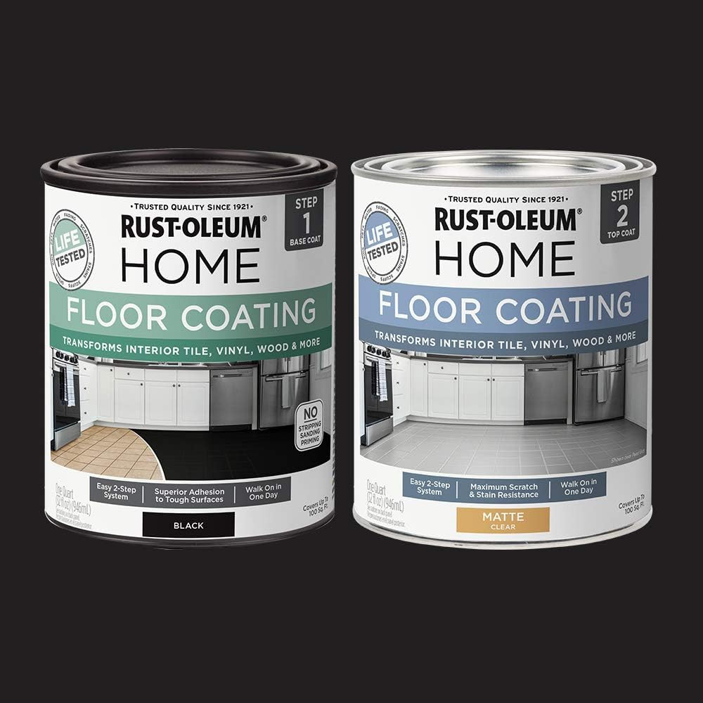 Matte Black Home Interior Floor Coating Kit – 2 Quarts Total