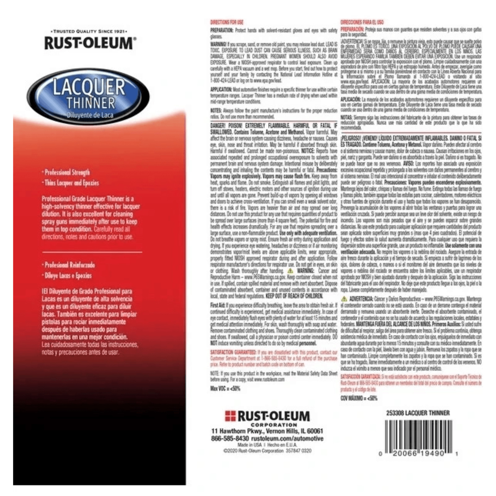 Rust-Oleum Professional Lacquer Thinner Low VOC Automotive 1 Gallon 2-Pack