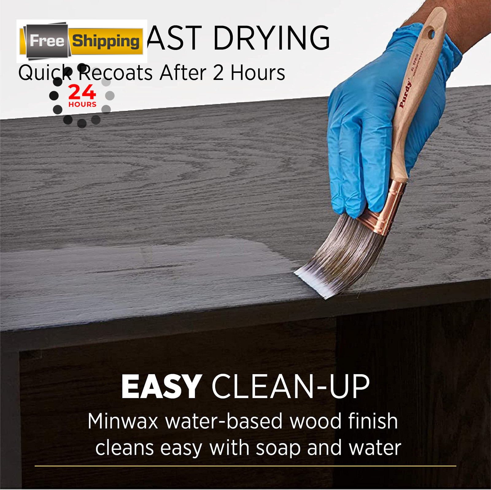 1/2 pt Minwax 24444 Clear Polycrylic Water-Based 8 fl oz, Crystal