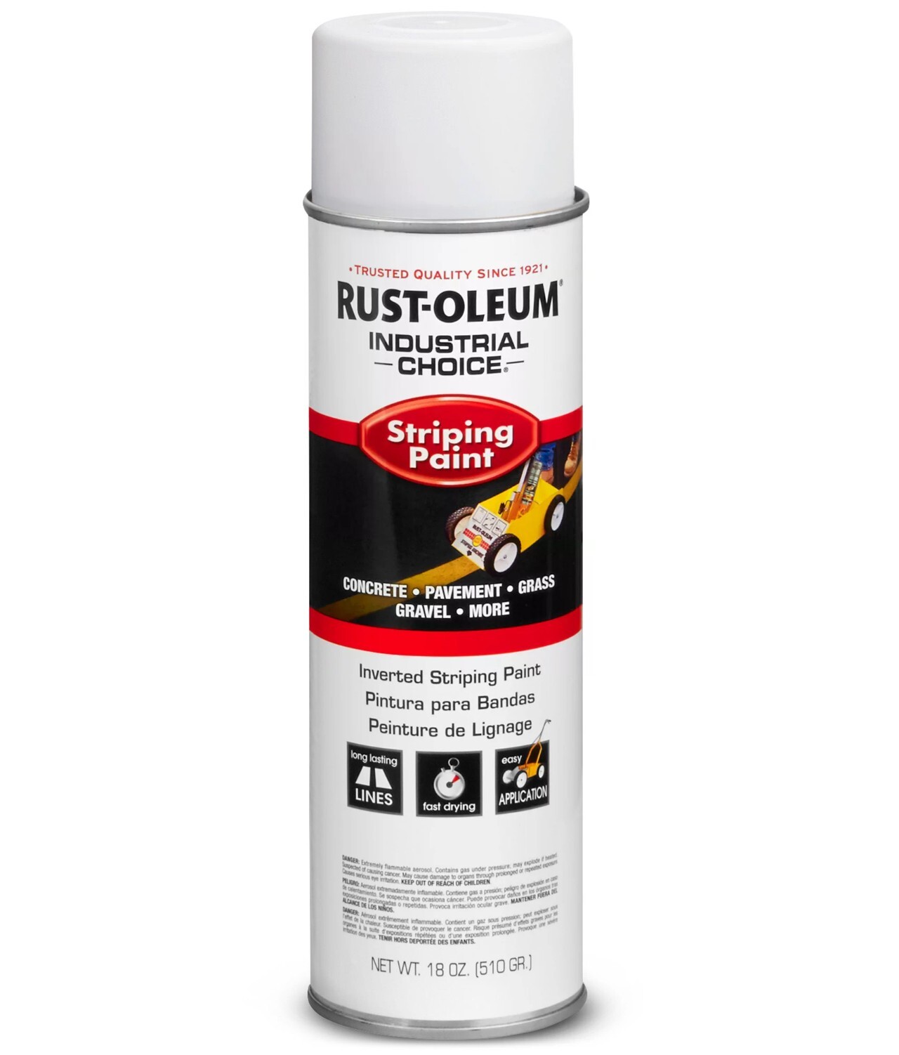Rust-Oleum Professional Striping Spray Paint, 18 oz (Pack of 6), White