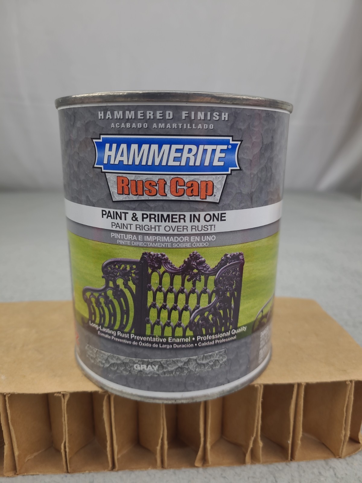 Hammerite Rust Cap Paint Primer GRAY Hammered Finish, 1 Quart