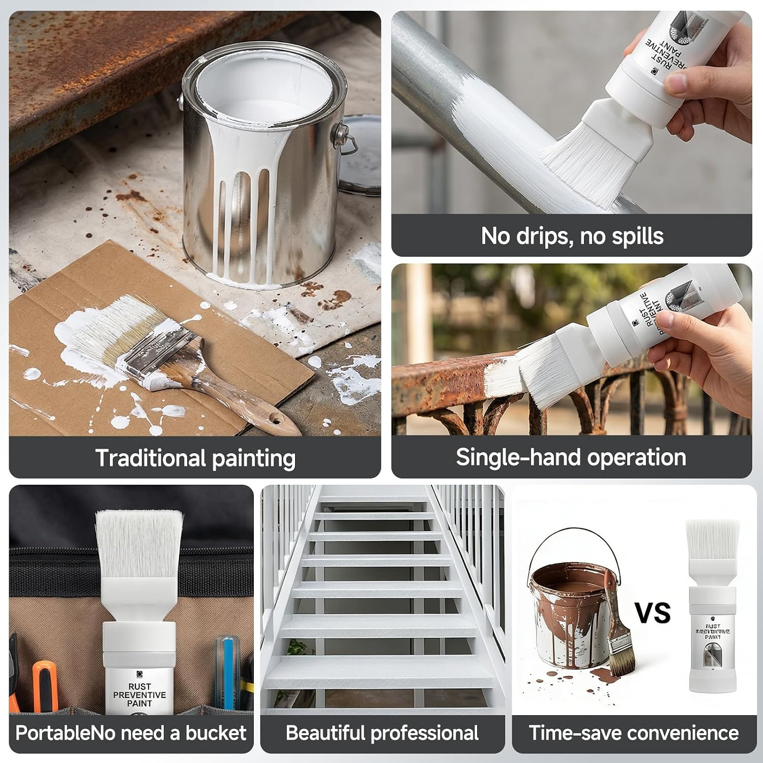 2-in-1 Rust Converter & Metal Primer with Brush(5.29 Oz), Stops & Prevents Corro