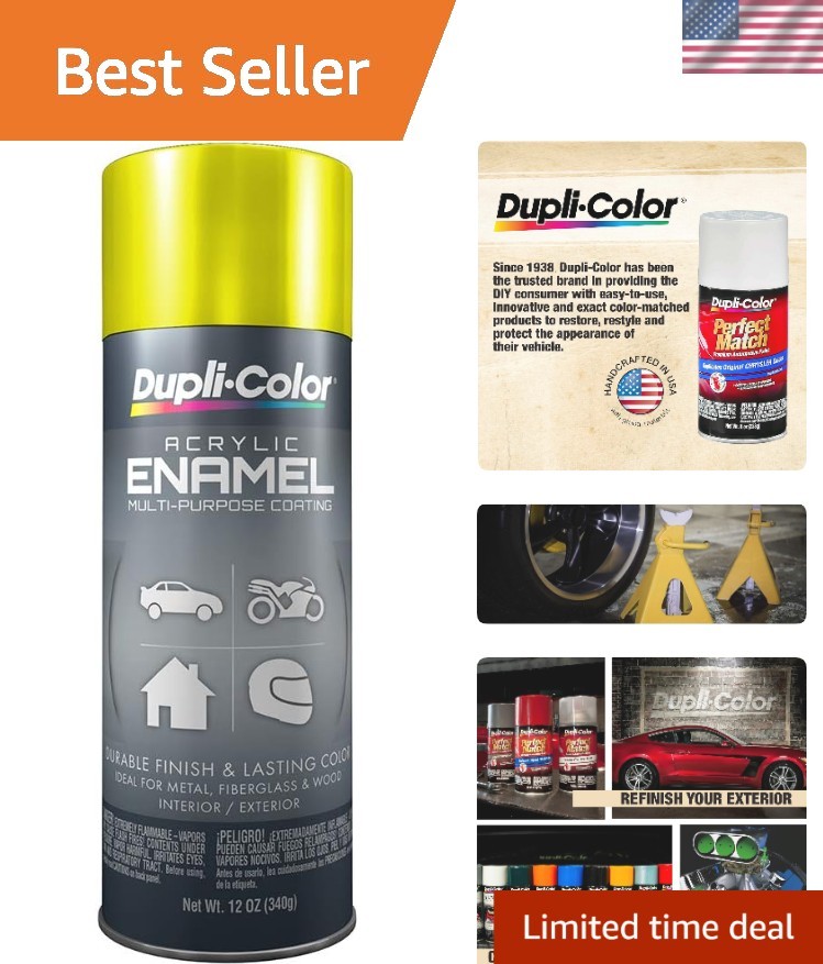 12 oz Dupli-Color Fast-Drying Enamel in Chrome Yellow – Perfect for Metal & Wood