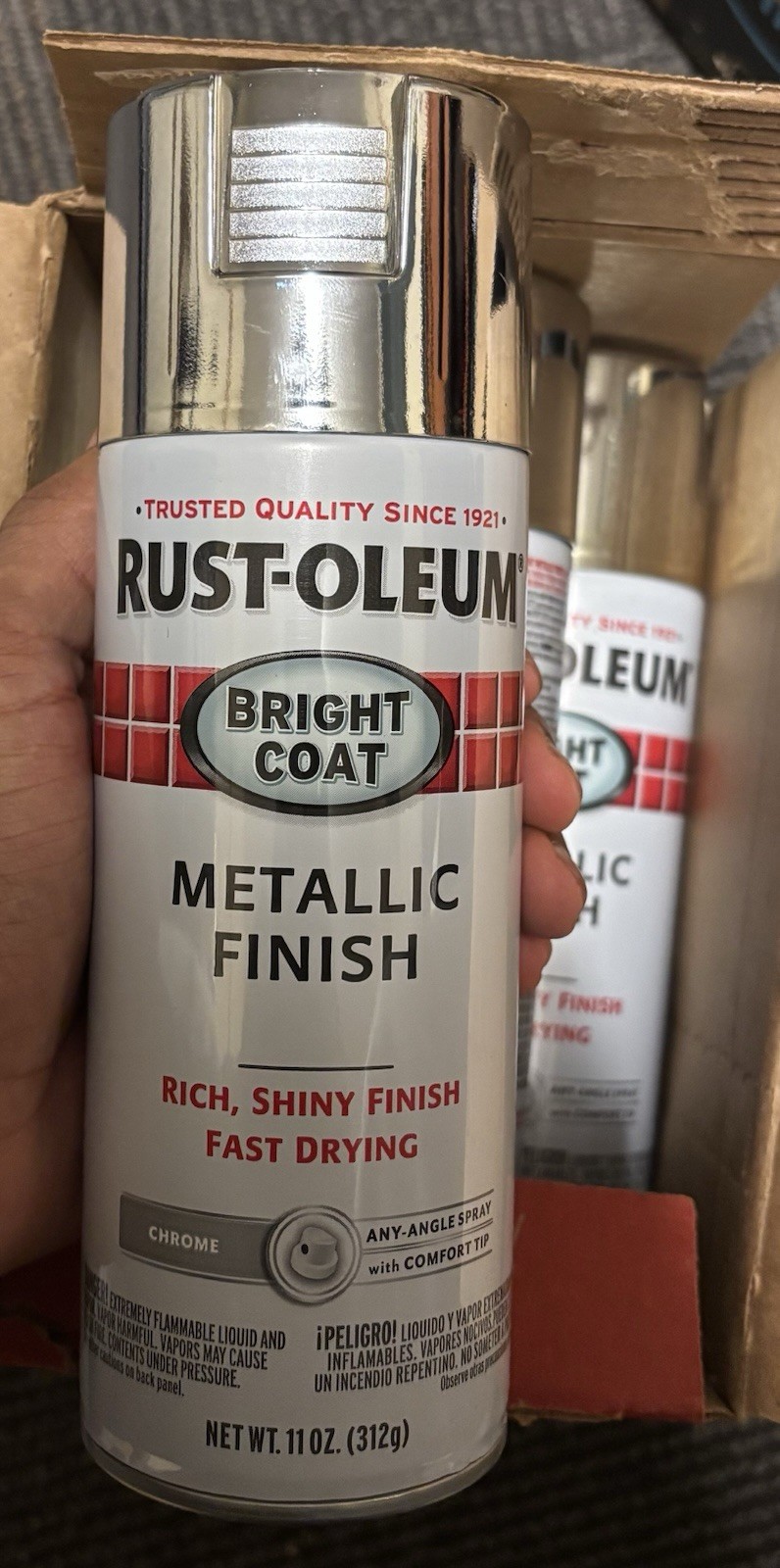 Rust-Oleum CHROME Stops Rust BRIGHT COAT METALLIC Finish 11oz 7718-830 set Of 6