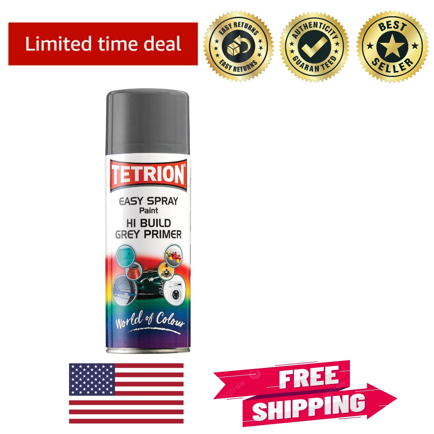 Versatile Hi-Build Grey Primer Spray Paint – 400ml for Interior & Exterior Use