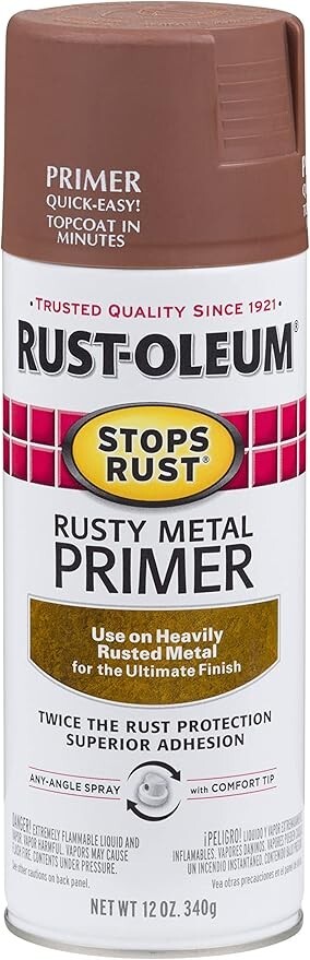 Rust-Oleum Stops Rust Spray Paint Oil-Based, 12-Ounce, Flat Rusty Metal Primer